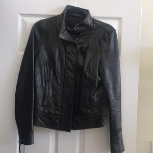 Lucky Brand Genuine Black Leather Jacket Size Med